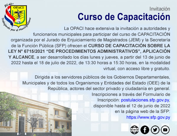 Invitación Curso de Capacitación - OPACI