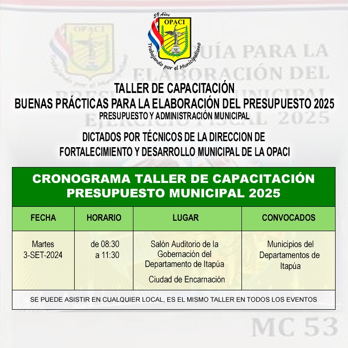 Novena Jornada de Capacitación Presupuesto Municipal 2025 - OPACI
